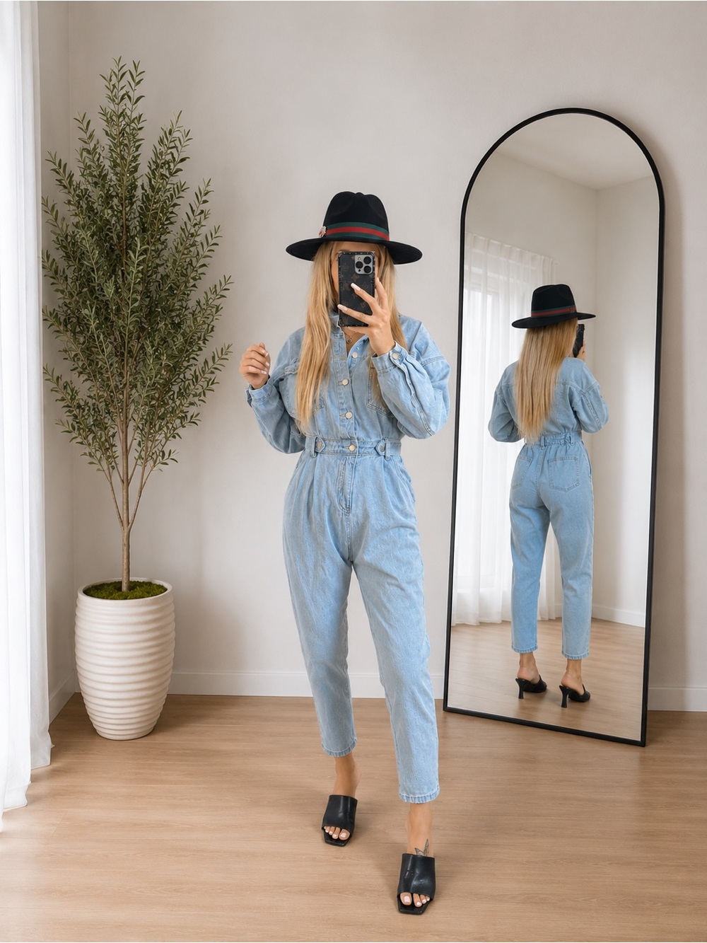 MABLE Anthropology Light Blue Denim Jumpsuit